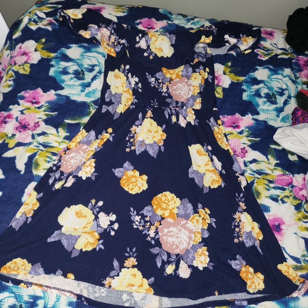 Navy blue floral dress